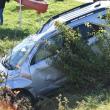 Damage to the vehicle includes a dented-in roof