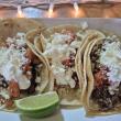 A three-for-two deal of local haddock, chicken, and steak tacos. Photo by Kay Stephens