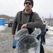Jay Bluck took first place with his ice carving of a turtle the Annual State of Maine Ice Carving Competition. Photo by Kay Stephens