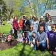 large group photo next to seedling
