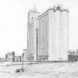 Grain elevators, Lowell, Kansas (Drawing by Rick Cronin)