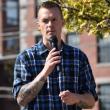 jared golden speaks during an event