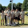 group photo at flag pole