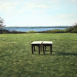 painting of two tables in a field