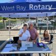 West Bay Rotarians Kim Milton and Joan LeMole were on the Public Landing selling Duck Derby tickets before race time...