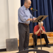 Town Administrator James Kossuth addresses the crowd. (photo by Erica Thoms)