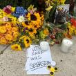 a makeshift memorial in biddeford