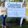 two women pose with presentation check
