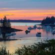 sunset over a harbor