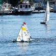 model sailboat in water