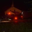 helicopter in church parking lot