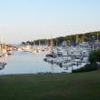 Camden Harbor, with a viewshed over the Harbor Park lawn.