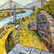  Diana Young’s “Penobscot Narrows,” - 40" x 40" acrylic & oil -  from the 2025 ARTinME exhibit. Courtesy of BRAF