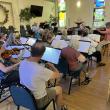 string section in rehearsal