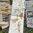 open page of journal, art supplies