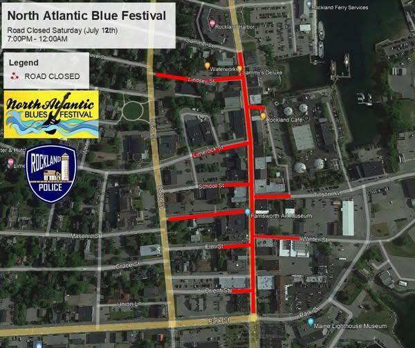 Street closure map courtesy Rockland Police Department.