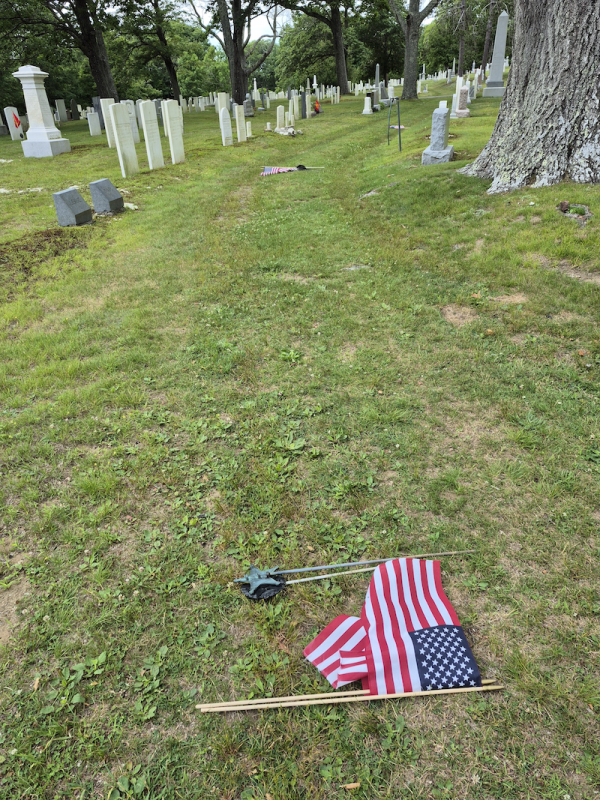 Flags and veteran grave markers