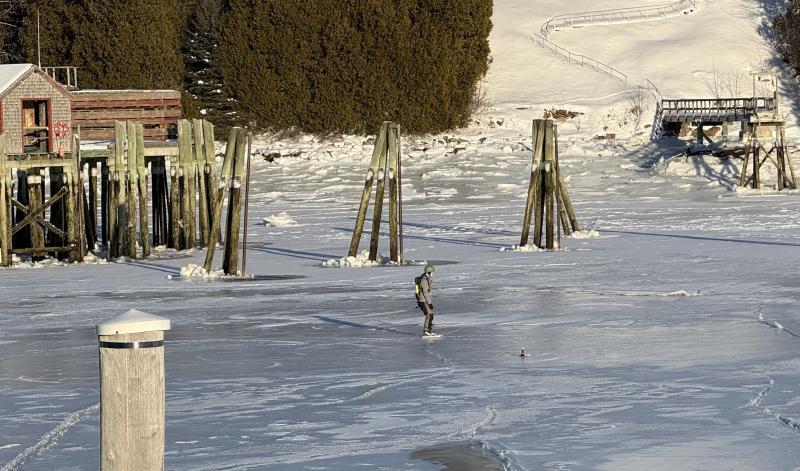 A skater on Rockport Harbor