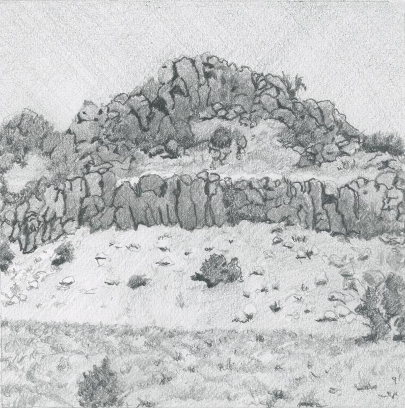 one of the intricate geologic constructs that have been flying by my van on every side at 75 mph. (Drawing by Rick Cronin)