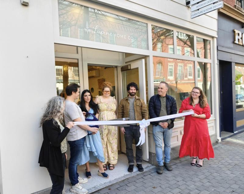 Lupine Home Co.'s grand opening. The group includes Will Finan (second from left) and Jennifer Finan (third from left). photo courtesy Jennifer Finan 
