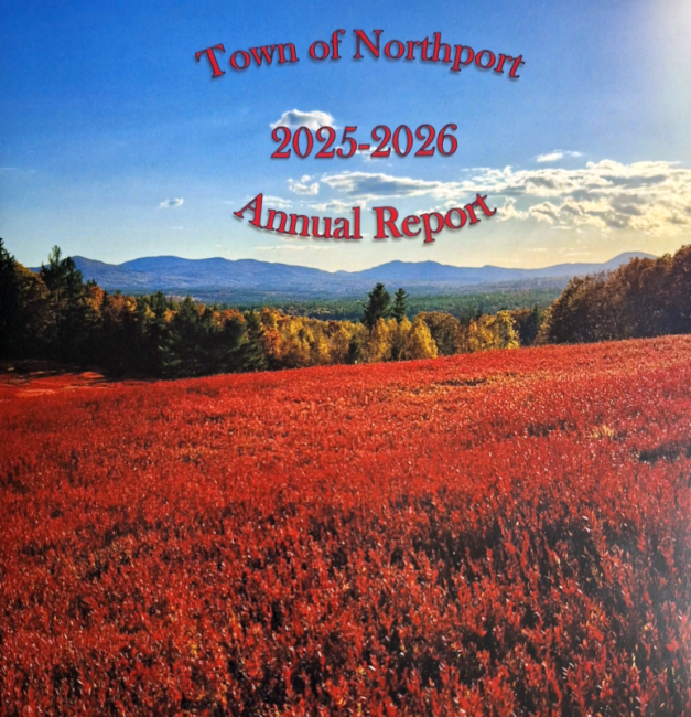 The front of the booklet handed out at the Northport town meeting. (photo of book front by Erica Thoms)