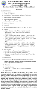 Town of Boothbay Harbor Selectmens Meeting Agenda 4-28-25