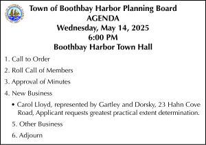 Town of Boothbay Harbor Planning Board Agenda 5-14-25
