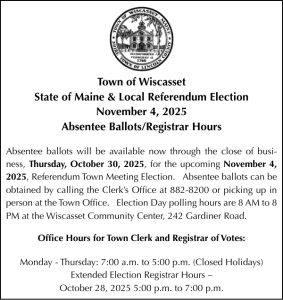 Town of Wiscasset State of Maine & Local Referendum Election