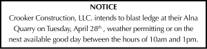 Crooker Construction Alna Blasting April 28