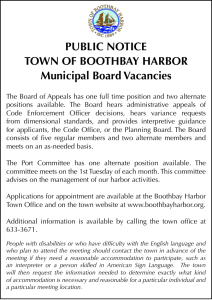 Town of Boothbay Harbor Municipal Board Vacancies 