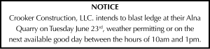 Crooker Construction Alna Blasting June 23