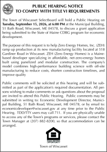 Town of Wiscasset PH September 15 Title VI Requirements