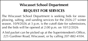 Wiscasset School Department Bids for Snowplowing & Sanding 