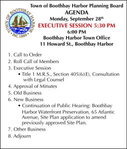 Town of Boothbay Harbor Planning Board Site Visit 9-28-26