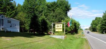 One of several prominent signs in front of Adrian Turner's Route 3 residence advertising his homemade bat houses (Photo by Ethan Andrews) One of several prominent signs in front of Adrian Turner's Route 3 residence advertising his homemade bat houses