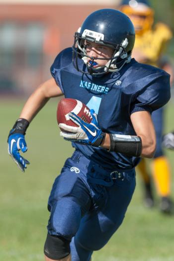 Oceanside versus Medomak Middle School preseason football scrimmage. Photo by Ron Hawkes
