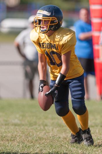 Oceanside versus Medomak Middle School preseason football scrimmage. Photo by Ron Hawkes