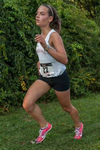 Camden Hills Brittany Bowman took first place in the girls race. Photo by ron Hawkes
