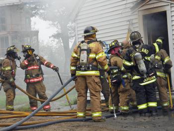 Firefighters training at a live fire in South Thomaston Sept. 29. (Photo courtesy Bryan Calderwood)
