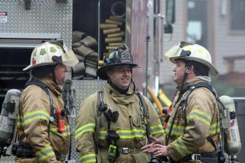 Firefighters during live fire training in South Thomaston Sept. 29. (Photo by Holly S. Edwards)