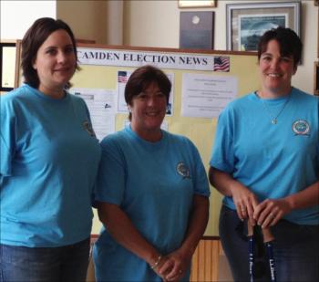 Melissa Geary, Katrina Oakes and Theresa Butler work at the Camden Town Office and participate in the wellness program, which gets the 60-plus town employees on a healthy track. A Wellness Committee, comprising representatives from each department, keeps the program running. Beth Ward, administrative assistant for Camden Parks and Recreation, is chairman of the committee.