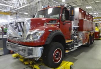 Lincolnville's new tanker is almost ready to drive to Maine. Both Lincolnville and Camden are getting new firetrucks this fall, projects that are of tremendous value to taxpayers, and whose construction contribute to keeping workers in Florida and Wisconsin employed. (Photo courtesy of Pierce Manufacturing)