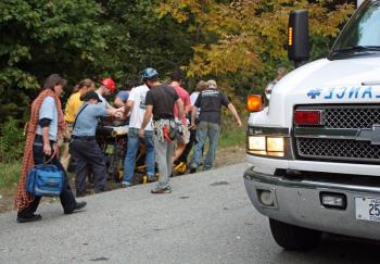 Maria Millard was taken to Pen Bay Medical Center in Rockport early Tuesday evening. (Photo by Holly S. Edwards)