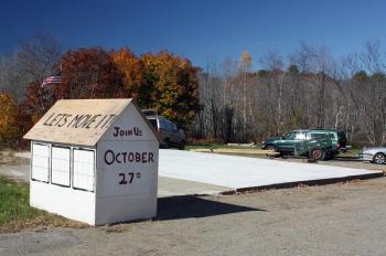 The former Center School's new home will be the former site of Dean & Eugley Garage. (Photo by Holly S. Edwards)