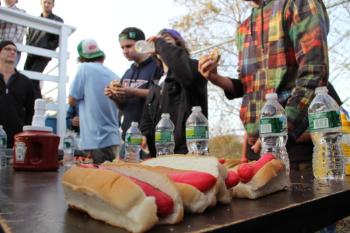 Hot dog fiends. From left: Paul Finden, Hunter Finden, Mikey Nichols, Carl Pillitteri, Tommy Schleicher
