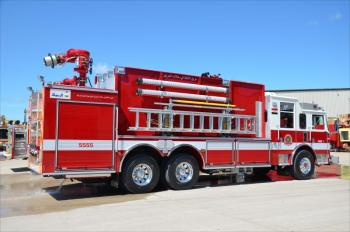 This pumper is bound for BP's oil fields in Ramallia, Iraq. It pumps 3,000 gallons per minute. (Photo by Lynda Clancy)
