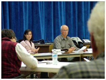 Searsport town attorney Kristin Collins, left, and Planning Board Chairman Bruce Probert.