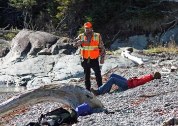 Awaiting more help to care for a 'victim.' (Photo by Holly S. Edwards)