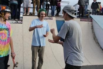 Rock, paper, scissors for first trick - From left: Tristan Anderson, Hunter Finden and Brandon Carleton.
