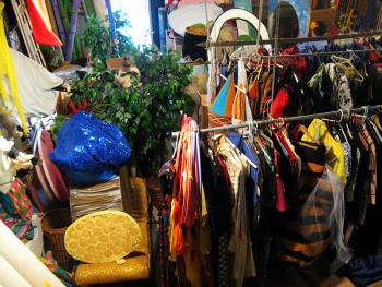 The attic of Mary Weaver's barn in Belfast is crowded with racks of costumes and other theater props, some of which will be available for children who wish to be in the Church Street Festival parade this Saturday.